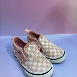 Vans Pink and White Checker Kids Slip-On Sneakers